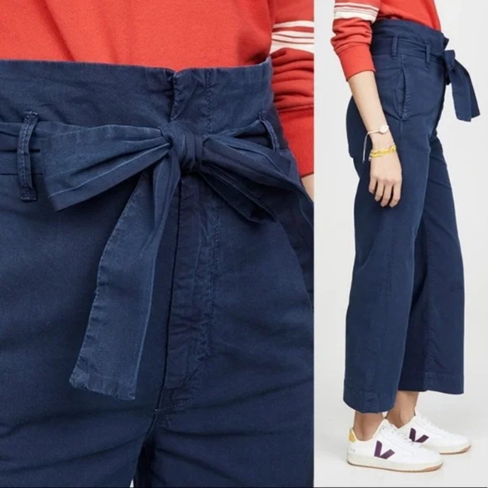 Mother The Paperbag Greaser Ankle Pants  More Than Words / Navy - Picture 2 of 15